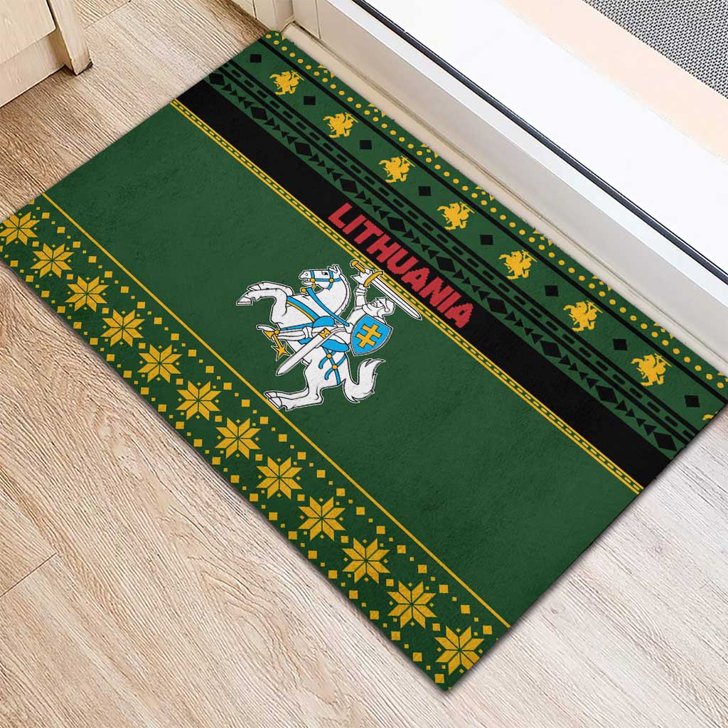 Lithuania Christmas Rubber Doormat Coat Of Arms Linksmu Kaledu - Wonder Print Shop