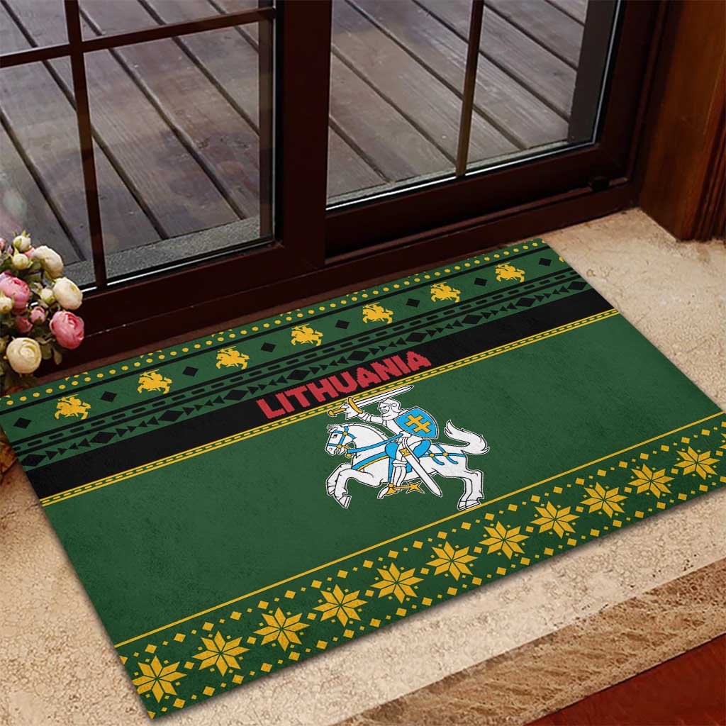 Lithuania Christmas Rubber Doormat Coat Of Arms Linksmu Kaledu - Wonder Print Shop