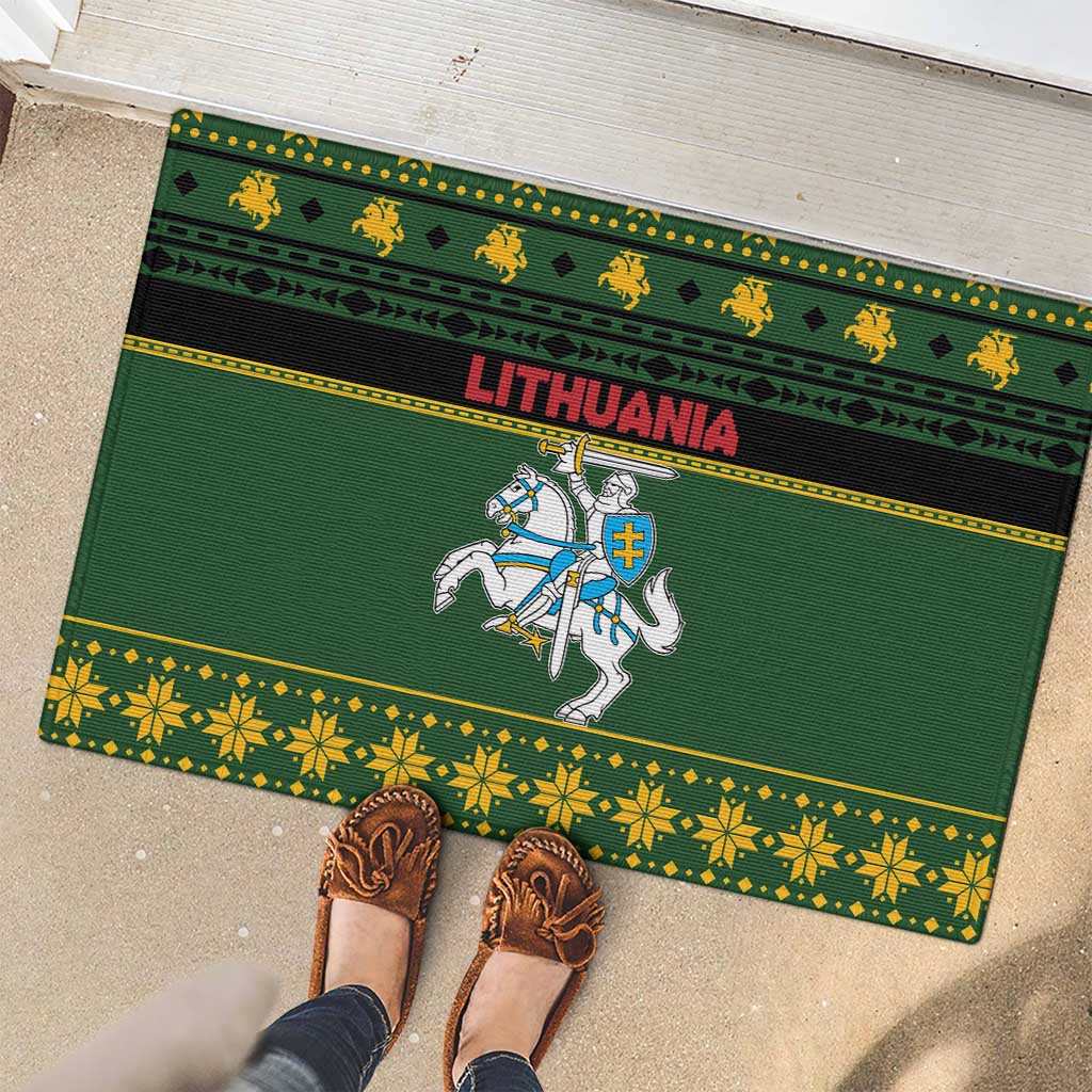 Lithuania Christmas Rubber Doormat Coat Of Arms Linksmu Kaledu - Wonder Print Shop
