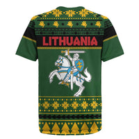 Lithuania Christmas Rugby Jersey Coat Of Arms Linksmu Kaledu - Wonder Print Shop