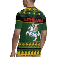 Lithuania Christmas Rugby Jersey Coat Of Arms Linksmu Kaledu - Wonder Print Shop