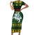 Lithuania Christmas Short Sleeve Bodycon Dress Coat Of Arms Linksmu Kaledu - Wonder Print Shop