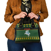 Lithuania Christmas Shoulder Handbag Coat Of Arms Linksmu Kaledu - Wonder Print Shop