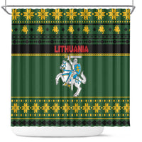 Lithuania Christmas Shower Curtain Coat Of Arms Linksmu Kaledu - Wonder Print Shop