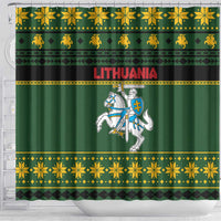 Lithuania Christmas Shower Curtain Coat Of Arms Linksmu Kaledu - Wonder Print Shop