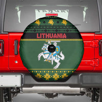 Lithuania Christmas Spare Tire Cover Coat Of Arms Linksmu Kaledu - Wonder Print Shop