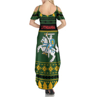 Lithuania Christmas Summer Maxi Dress Coat Of Arms Linksmu Kaledu - Wonder Print Shop