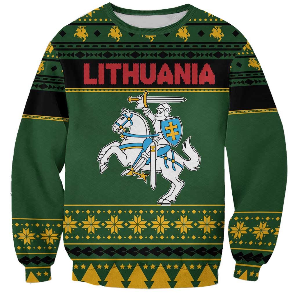 Lithuania Christmas Sweatshirt Coat Of Arms Linksmu Kaledu - Wonder Print Shop