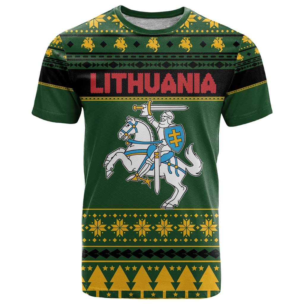 Lithuania Christmas T Shirt Coat Of Arms Linksmu Kaledu - Wonder Print Shop