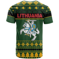 Lithuania Christmas T Shirt Coat Of Arms Linksmu Kaledu - Wonder Print Shop