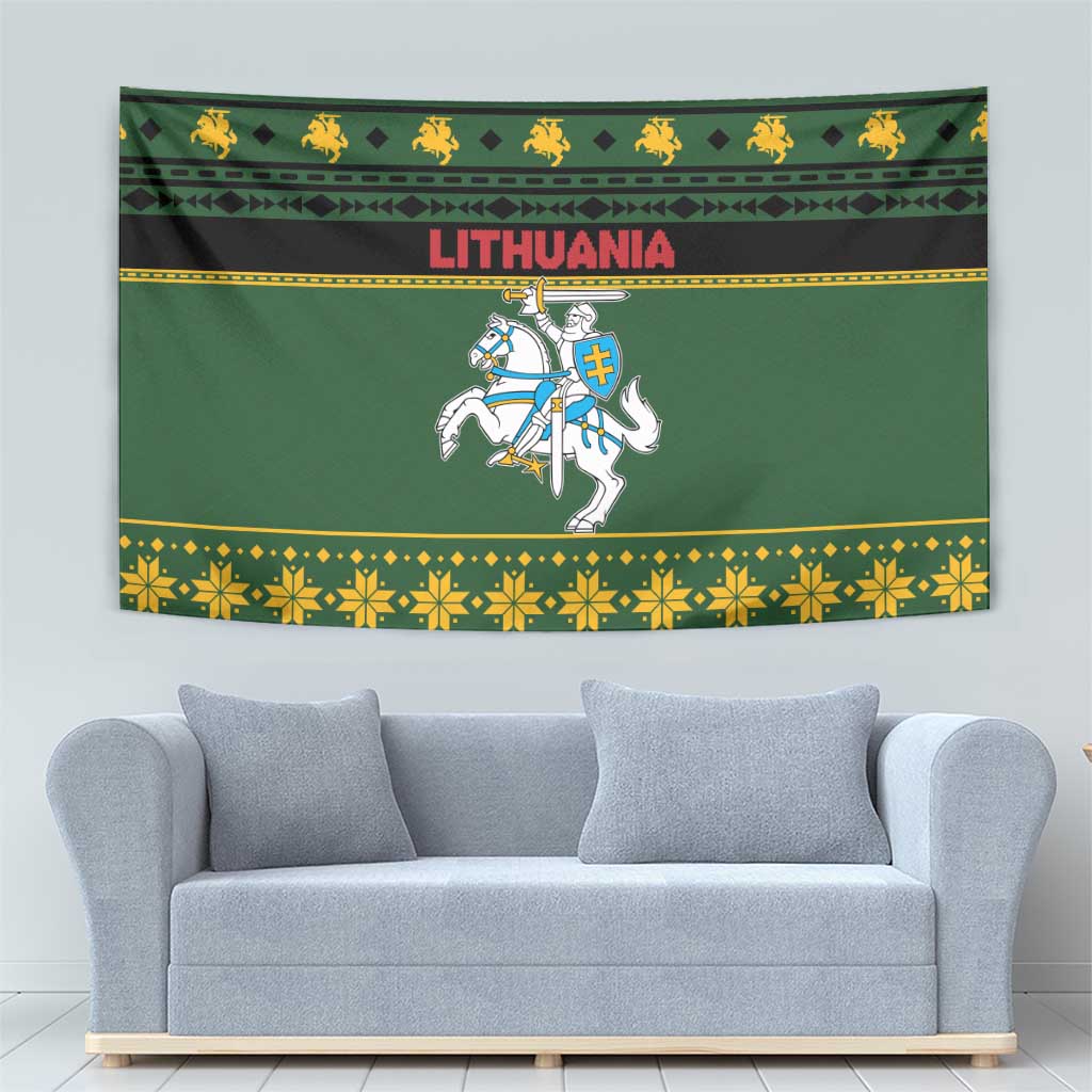 Lithuania Christmas Tapestry Coat Of Arms Linksmu Kaledu - Wonder Print Shop