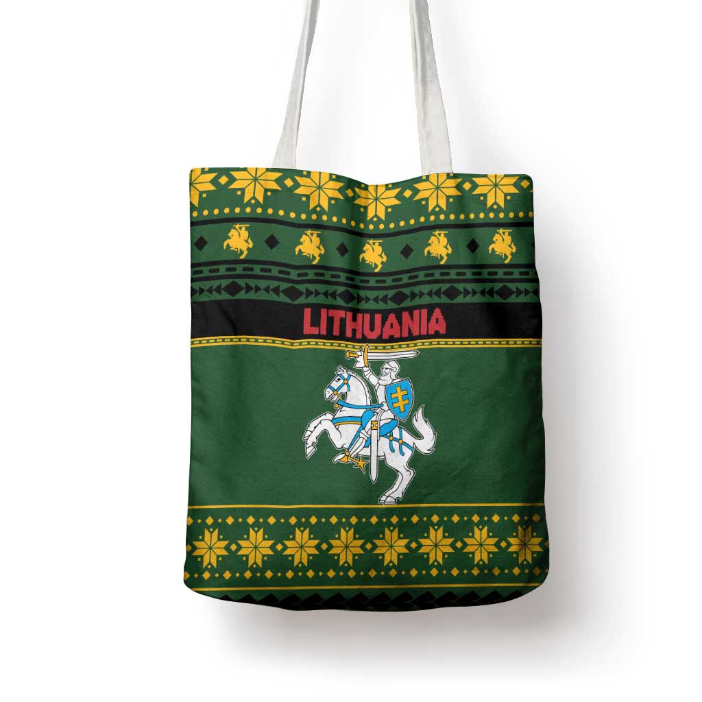 Lithuania Christmas Tote Bag Coat Of Arms Linksmu Kaledu - Wonder Print Shop