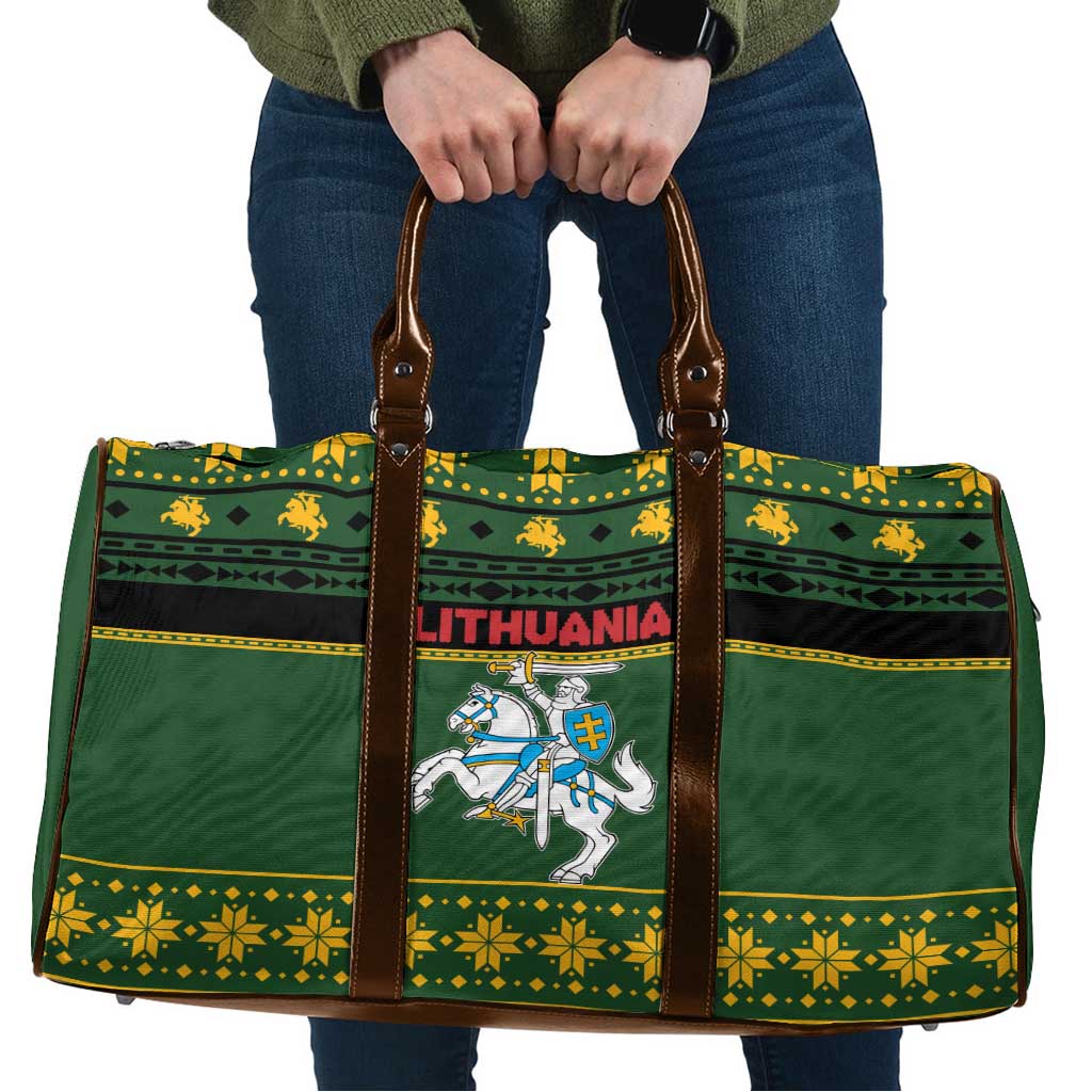 Lithuania Christmas Travel Bag Coat Of Arms Linksmu Kaledu - Wonder Print Shop