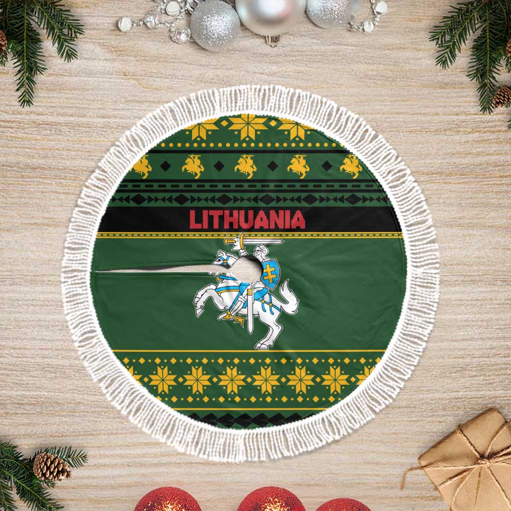 Lithuania Christmas Tree Skirt Coat Of Arms Linksmu Kaledu - Wonder Print Shop