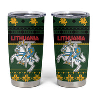 Lithuania Christmas Tumbler Cup Coat Of Arms Linksmu Kaledu - Wonder Print Shop