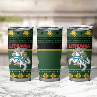 Lithuania Christmas Tumbler Cup Coat Of Arms Linksmu Kaledu - Wonder Print Shop