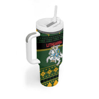 Lithuania Christmas Tumbler With Handle Coat Of Arms Linksmu Kaledu - Wonder Print Shop