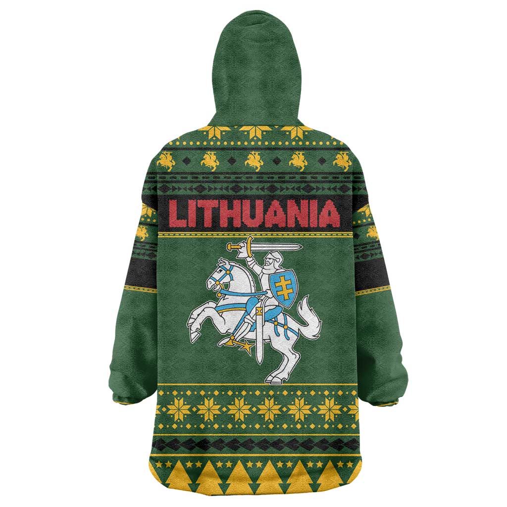 Lithuania Christmas Wearable Blanket Hoodie Coat Of Arms Linksmu Kaledu - Wonder Print Shop
