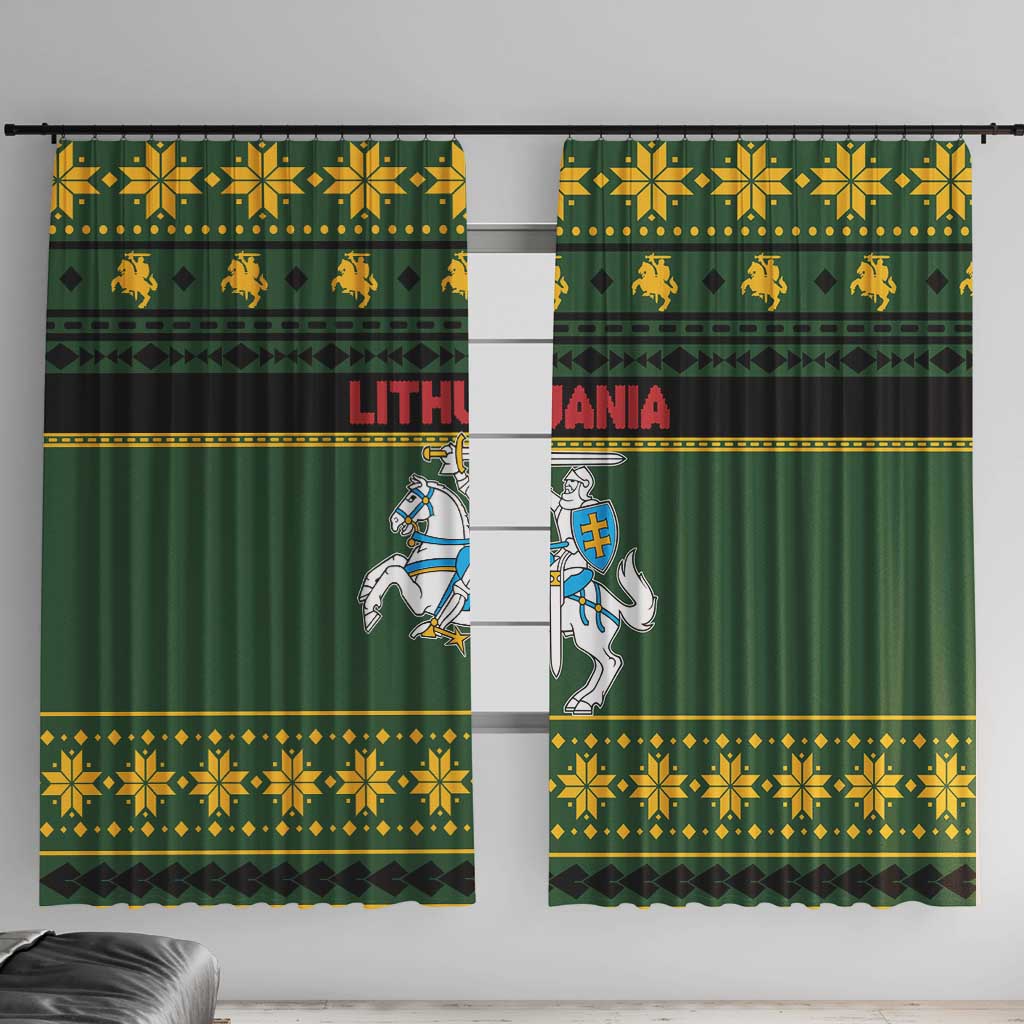 Lithuania Christmas Window Curtain Coat Of Arms Linksmu Kaledu - Wonder Print Shop