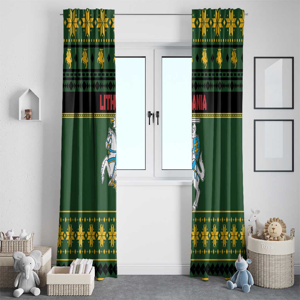 Lithuania Christmas Window Curtain Coat Of Arms Linksmu Kaledu - Wonder Print Shop
