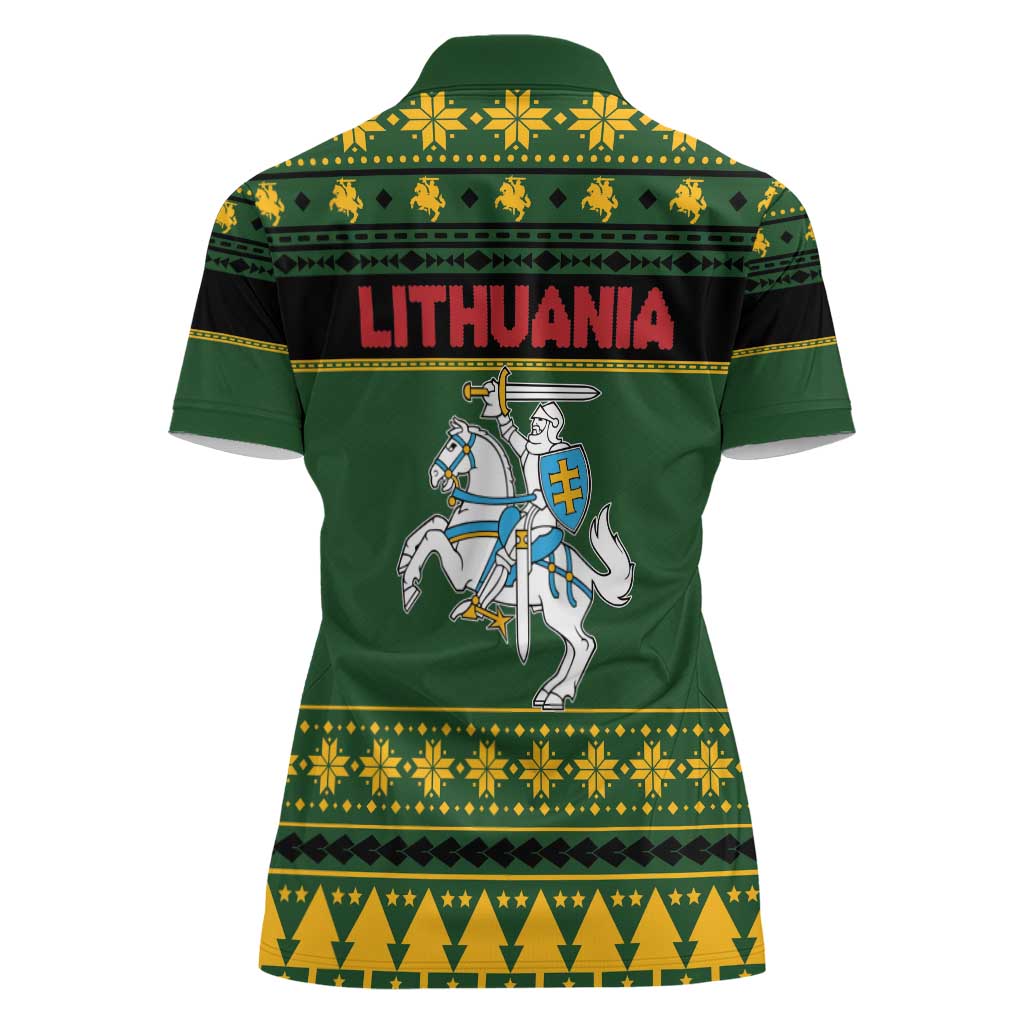 Lithuania Christmas Women Polo Shirt Coat Of Arms Linksmu Kaledu - Wonder Print Shop