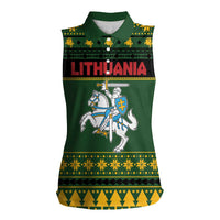 Lithuania Christmas Women Sleeveless Polo Shirt Coat Of Arms Linksmu Kaledu - Wonder Print Shop