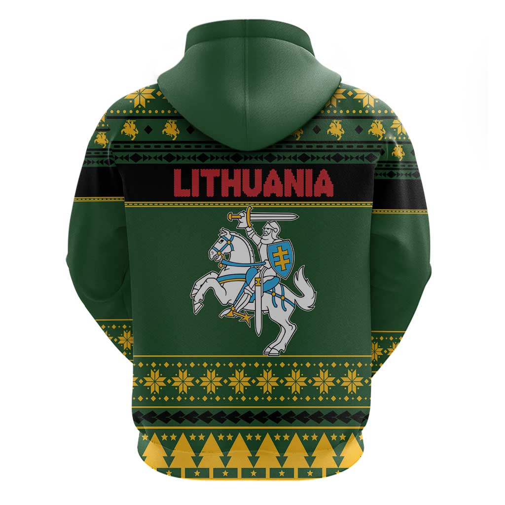 Lithuania Christmas Zip Hoodie Coat Of Arms Linksmu Kaledu - Wonder Print Shop