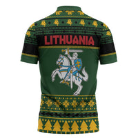 Lithuania Christmas Zipper Polo Shirt Coat Of Arms Linksmu Kaledu - Wonder Print Shop