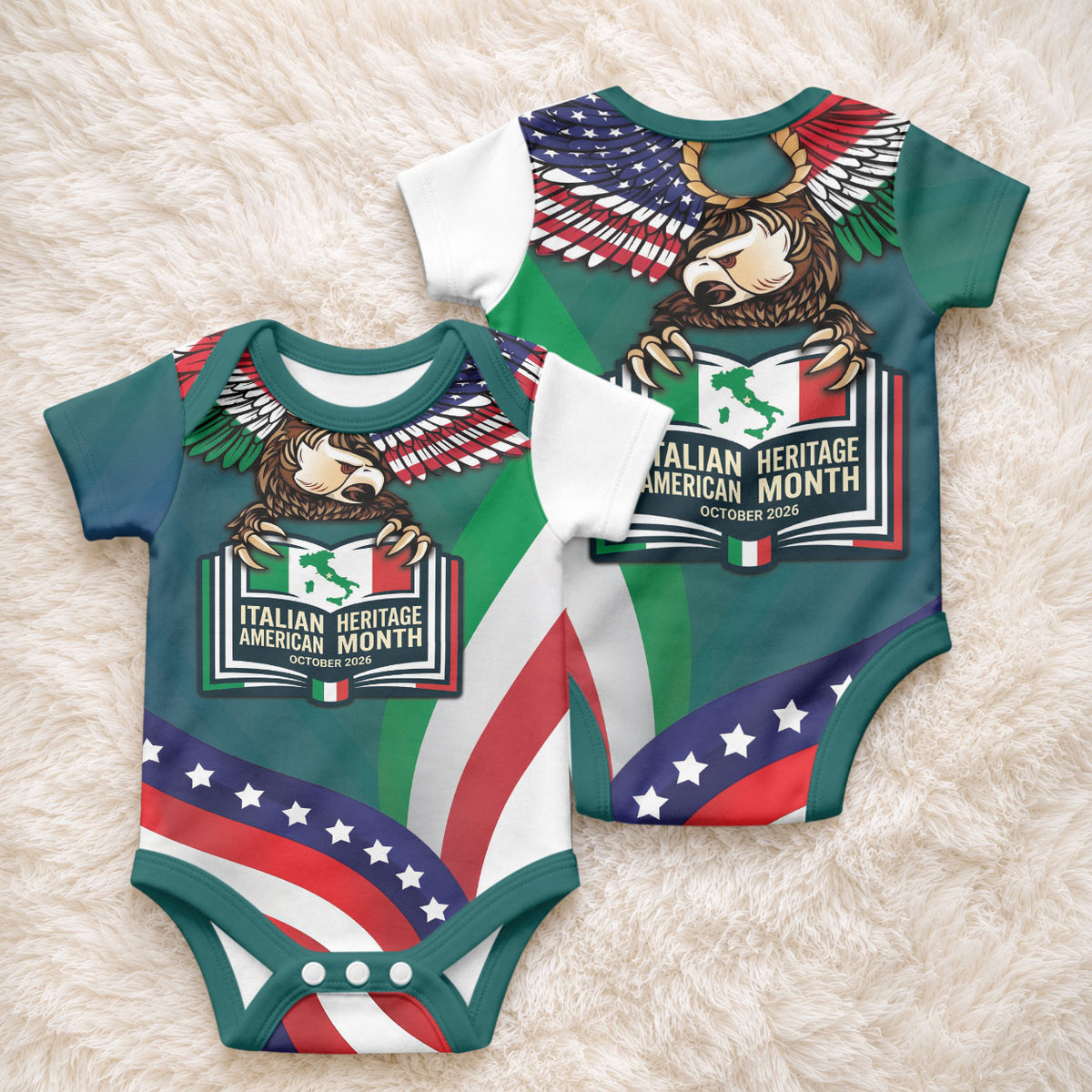 Italian American Heritage Month Baby Onesie Italian Roots American Wings