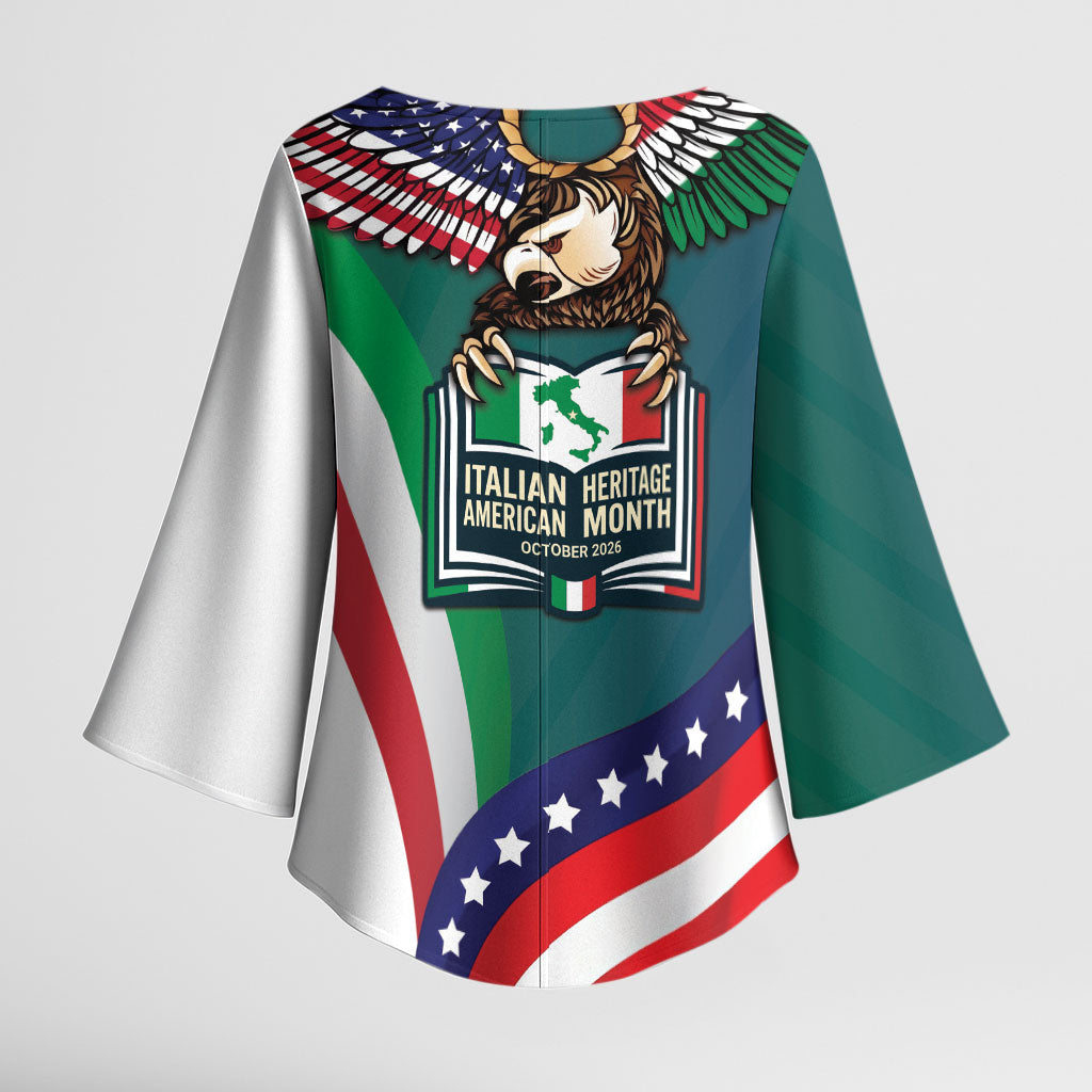 Italian American Heritage Month Kimono Sleeve Blouse Italian Roots American Wings