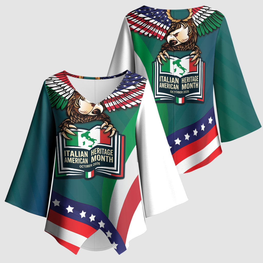 Italian American Heritage Month Kimono Sleeve Blouse Italian Roots American Wings