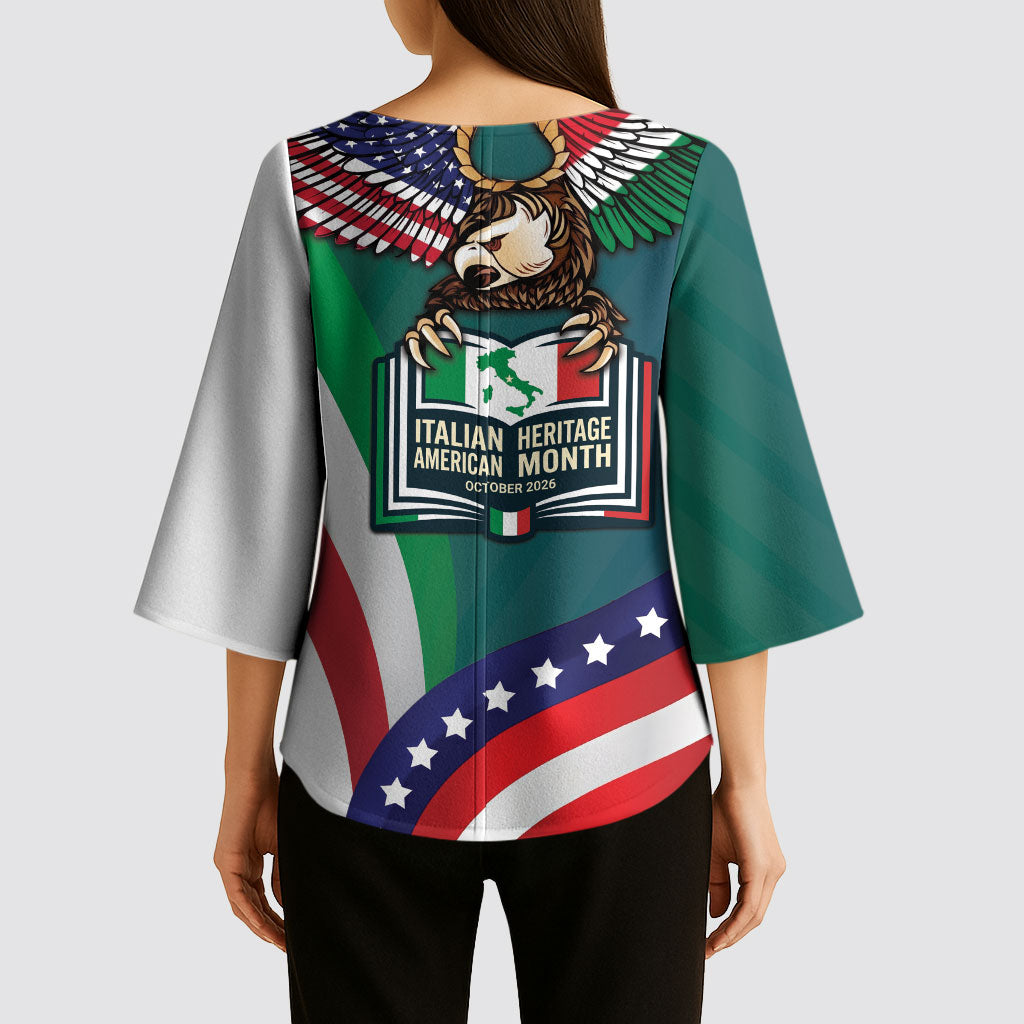 Italian American Heritage Month Kimono Sleeve Blouse Italian Roots American Wings