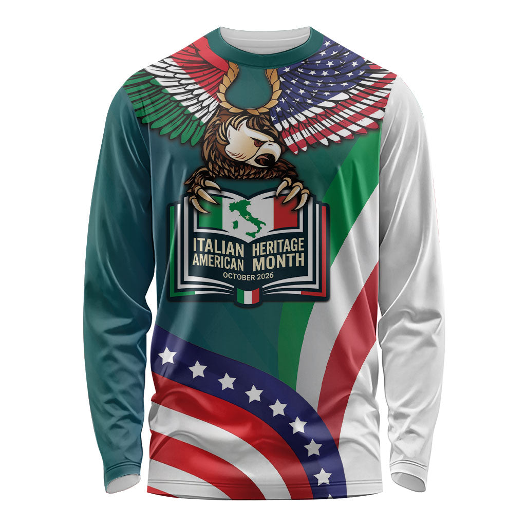 Italian American Heritage Month Long Sleeve Shirt Italian Roots American Wings