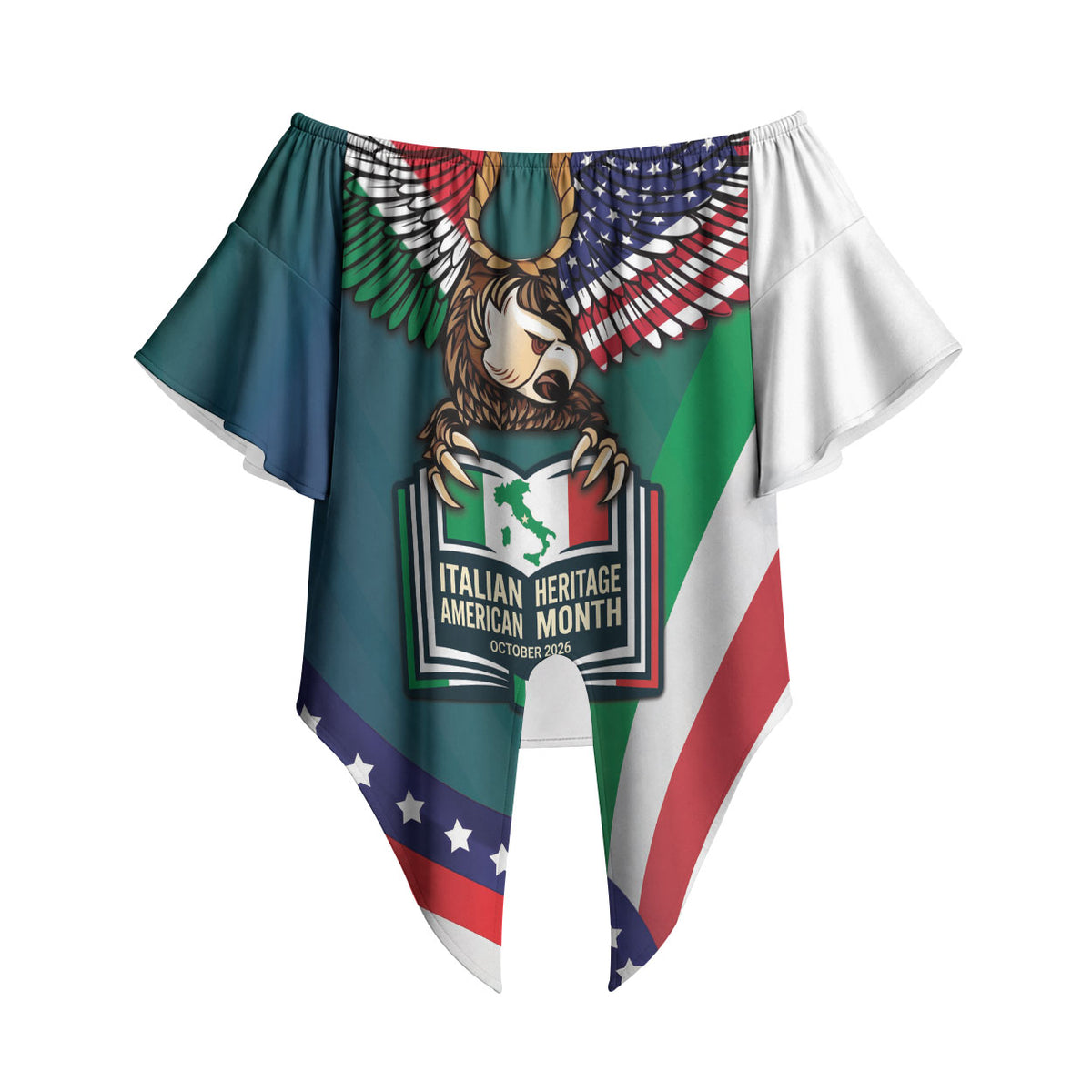 Italian American Heritage Month Off Shoulder Wrap Waist Top Italian Roots American Wings