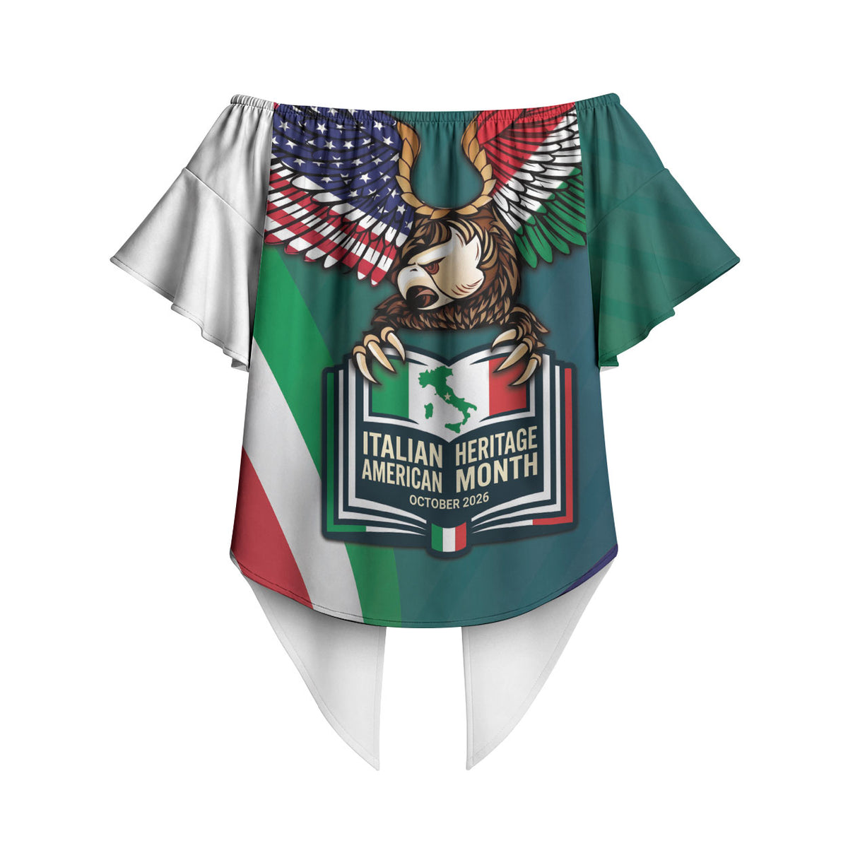 Italian American Heritage Month Off Shoulder Wrap Waist Top Italian Roots American Wings
