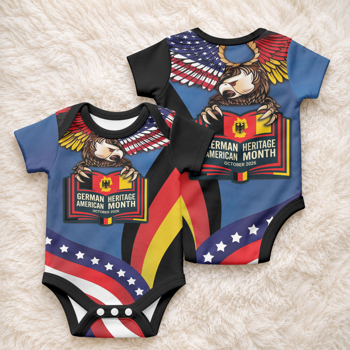 German American Heritage Month Baby Onesie German Roots American Wings