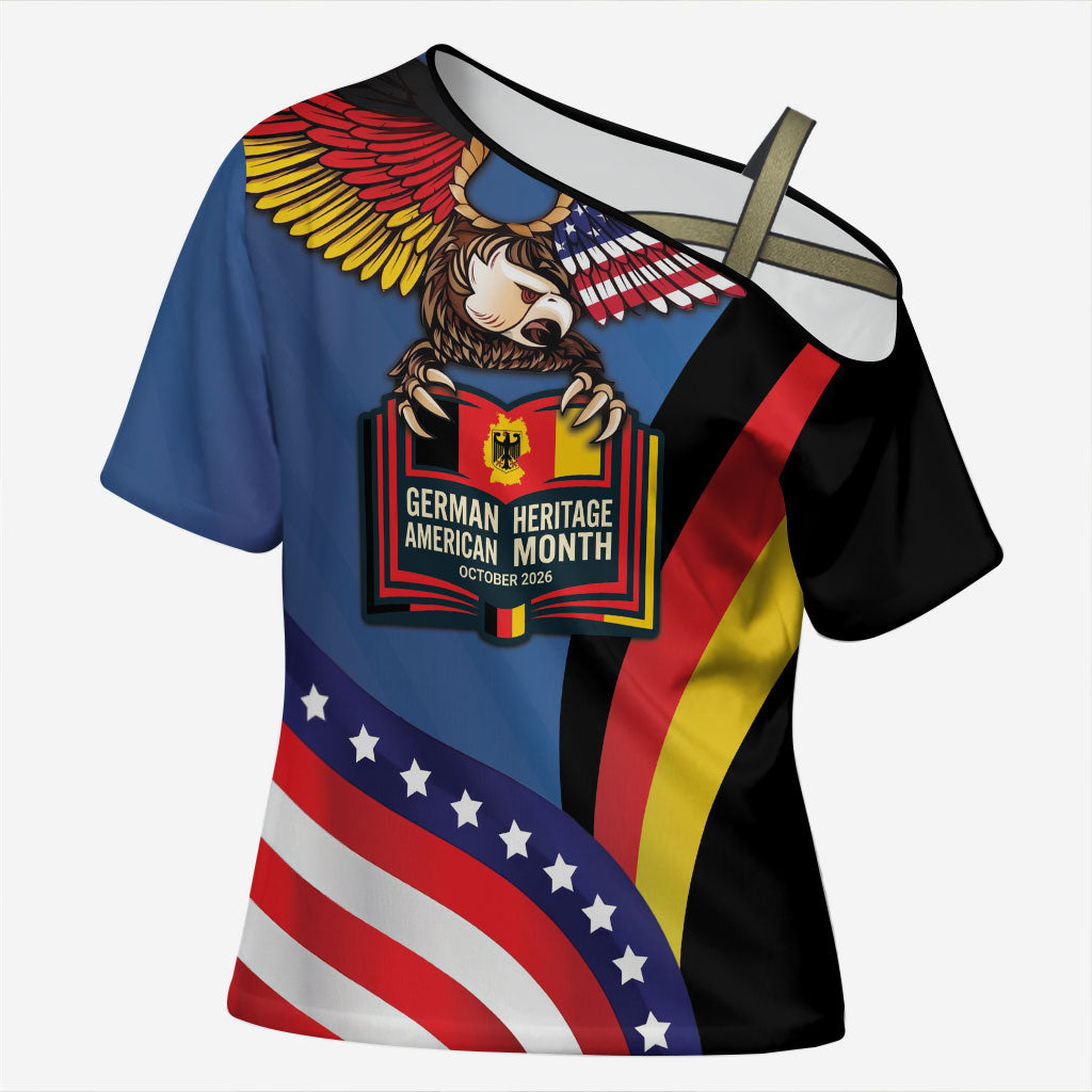 German American Heritage Month Cross Shoulder Shirt German Roots American Wings