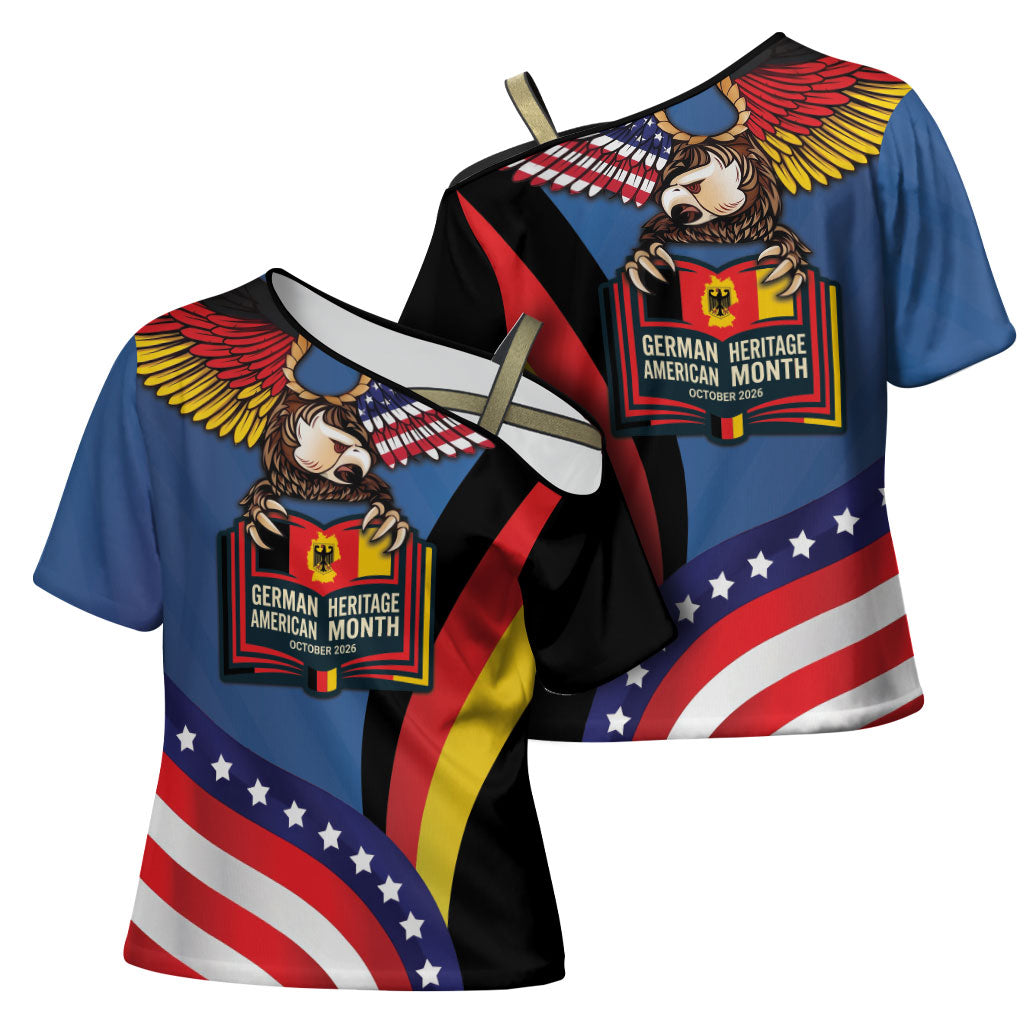 German American Heritage Month Cross Shoulder Shirt German Roots American Wings
