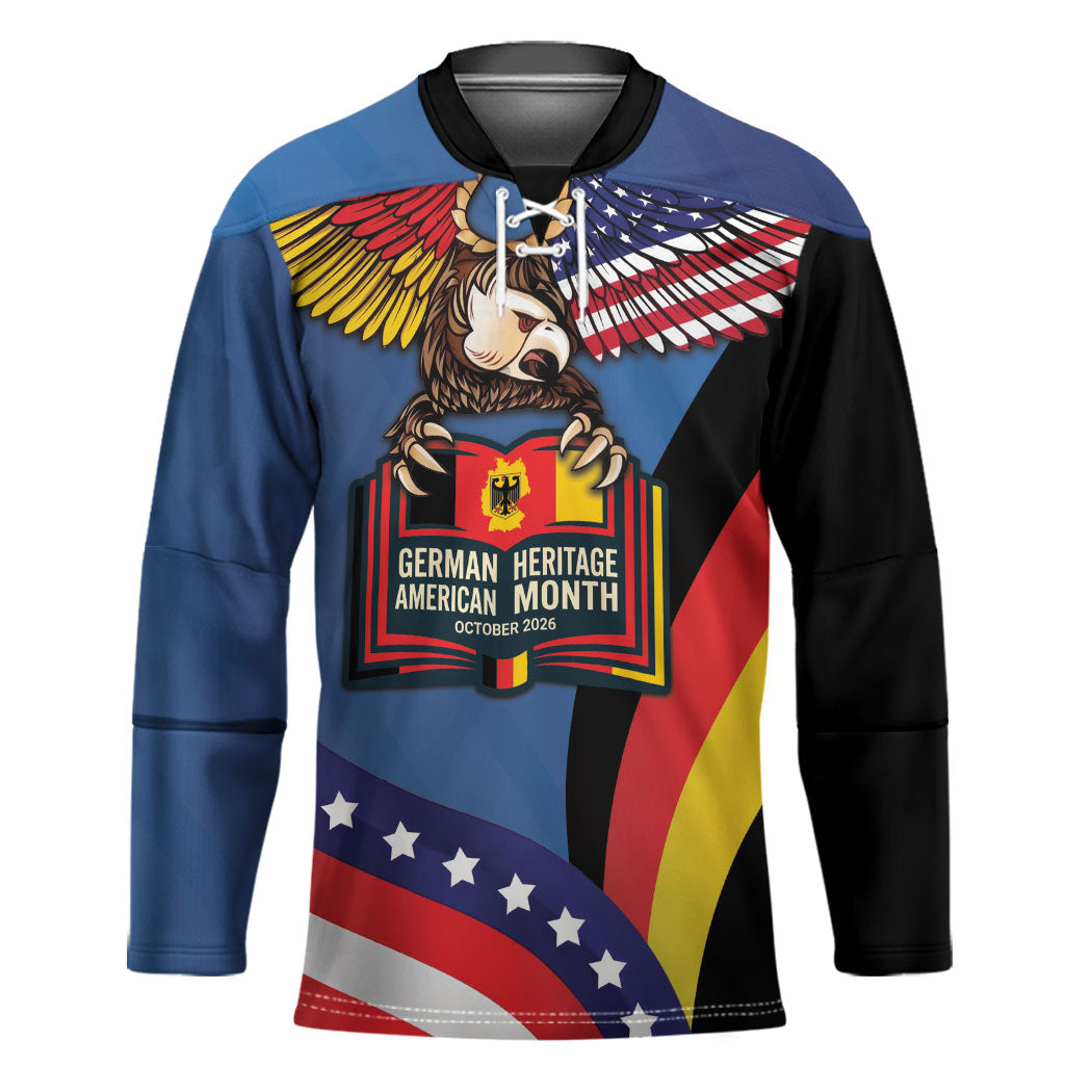 German American Heritage Month Hockey Jersey German Roots American Wings
