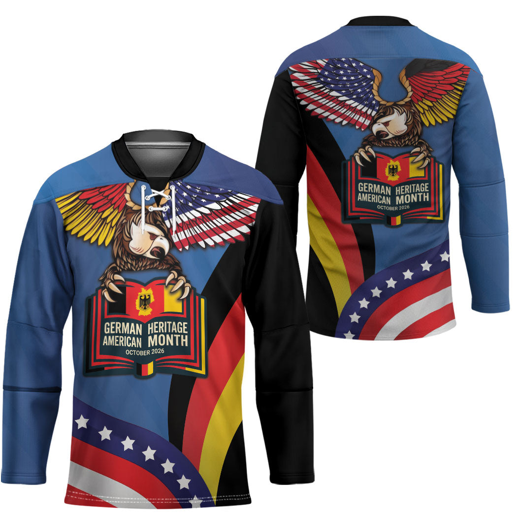 German American Heritage Month Hockey Jersey German Roots American Wings