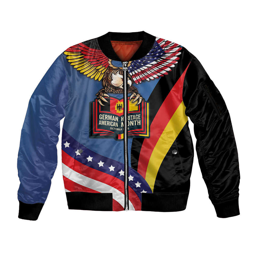 German American Heritage Month Sleeve Zip Bomber Jacket German Roots American Wings
