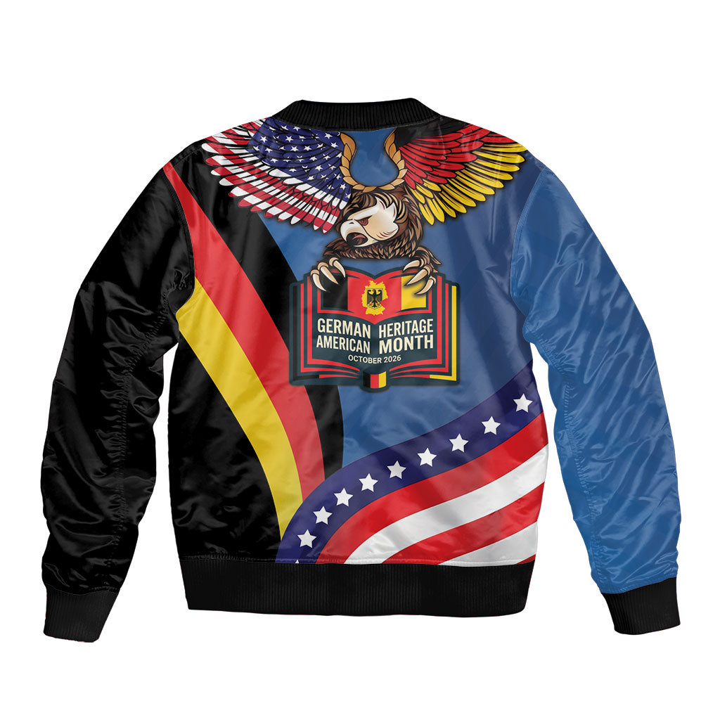 German American Heritage Month Sleeve Zip Bomber Jacket German Roots American Wings