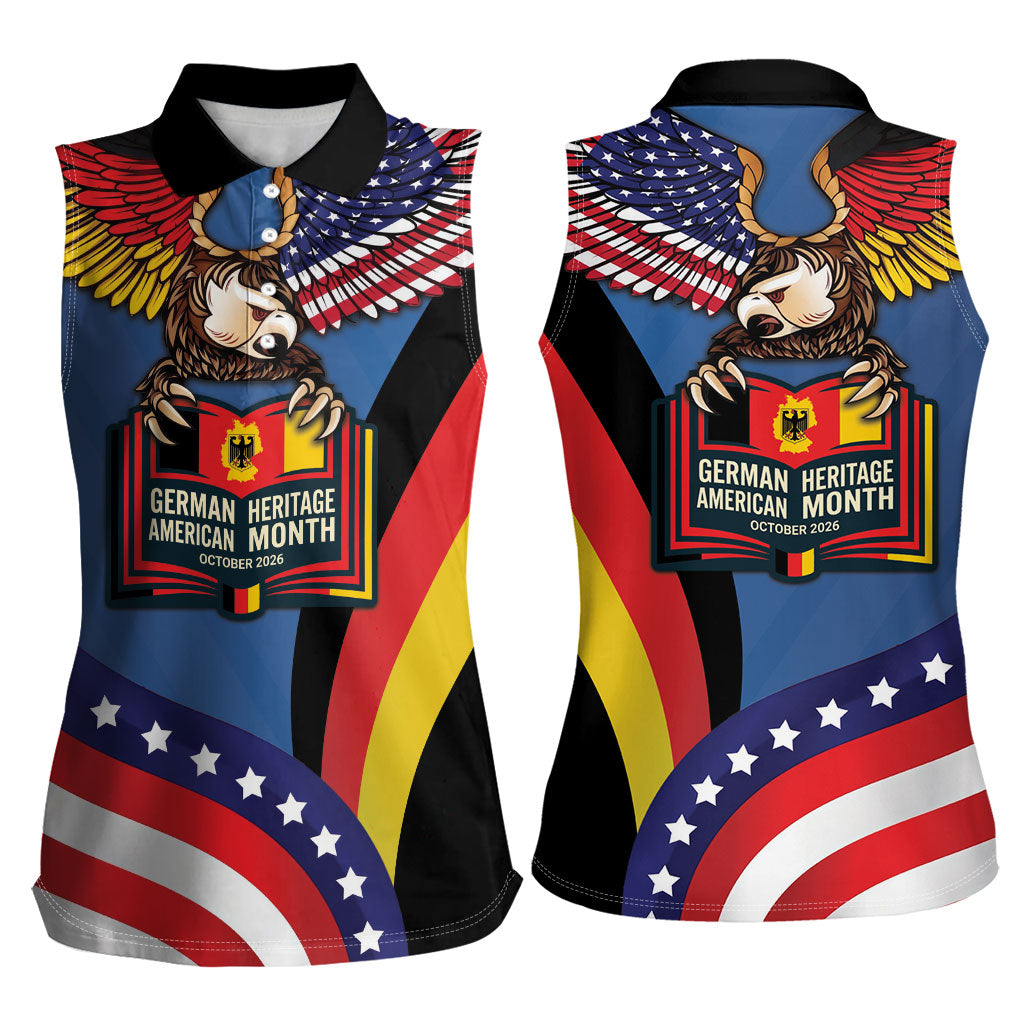 German American Heritage Month Women Sleeveless Polo Shirt German Roots American Wings