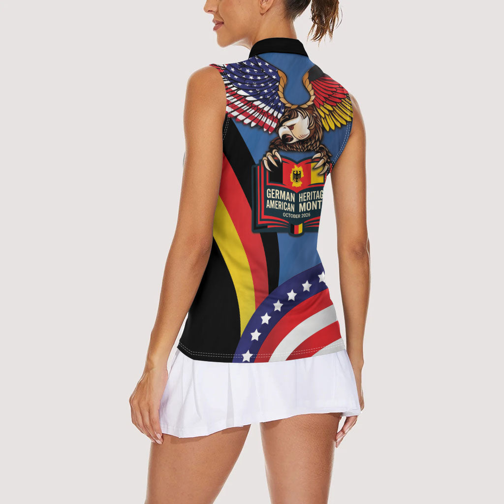 German American Heritage Month Women Sleeveless Polo Shirt German Roots American Wings