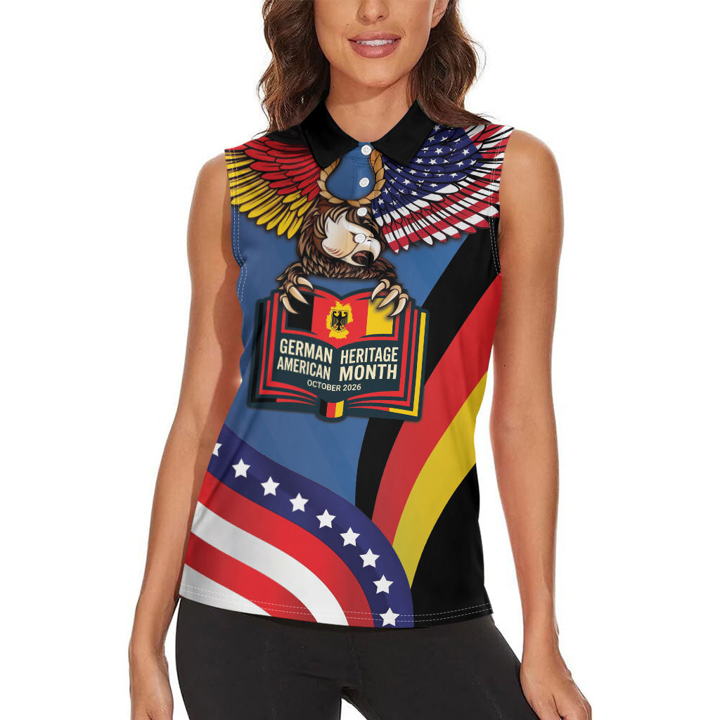 German American Heritage Month Women Sleeveless Polo Shirt German Roots American Wings