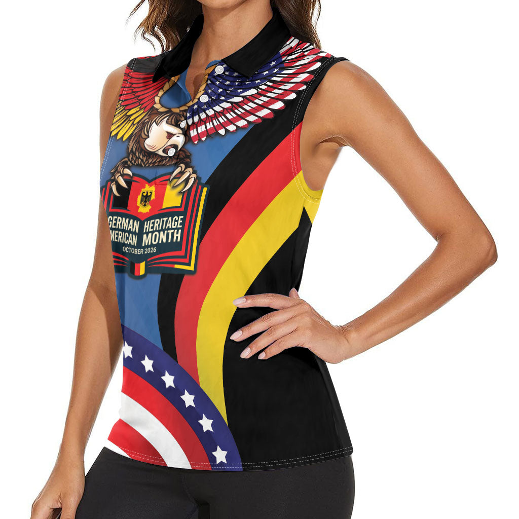 German American Heritage Month Women Sleeveless Polo Shirt German Roots American Wings