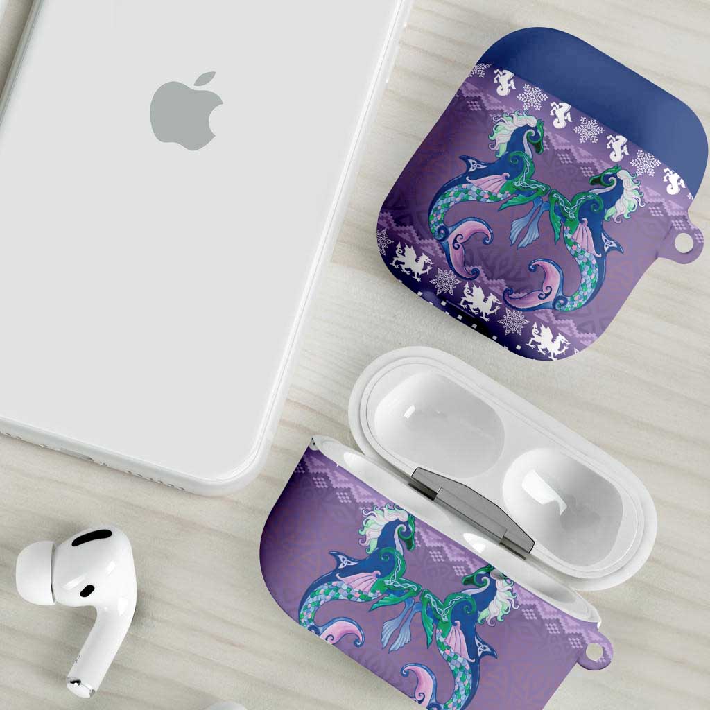Carmarthenshire Wales Christmas AirPods Case Heraldic Sea-Horse Celtic Design - Wonder Print Shop