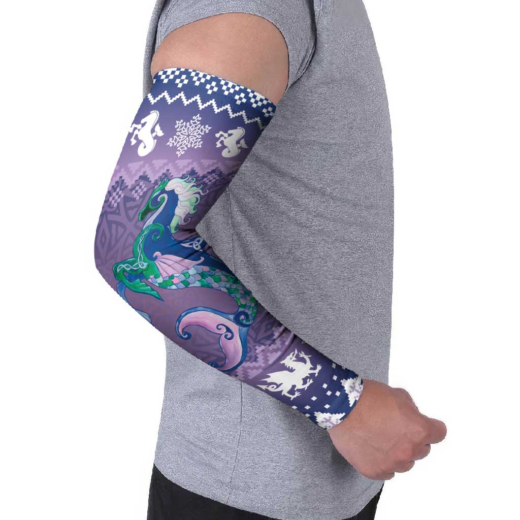 Carmarthenshire Wales Christmas Arm Sleeves Heraldic Sea-Horse Celtic Design - Wonder Print Shop