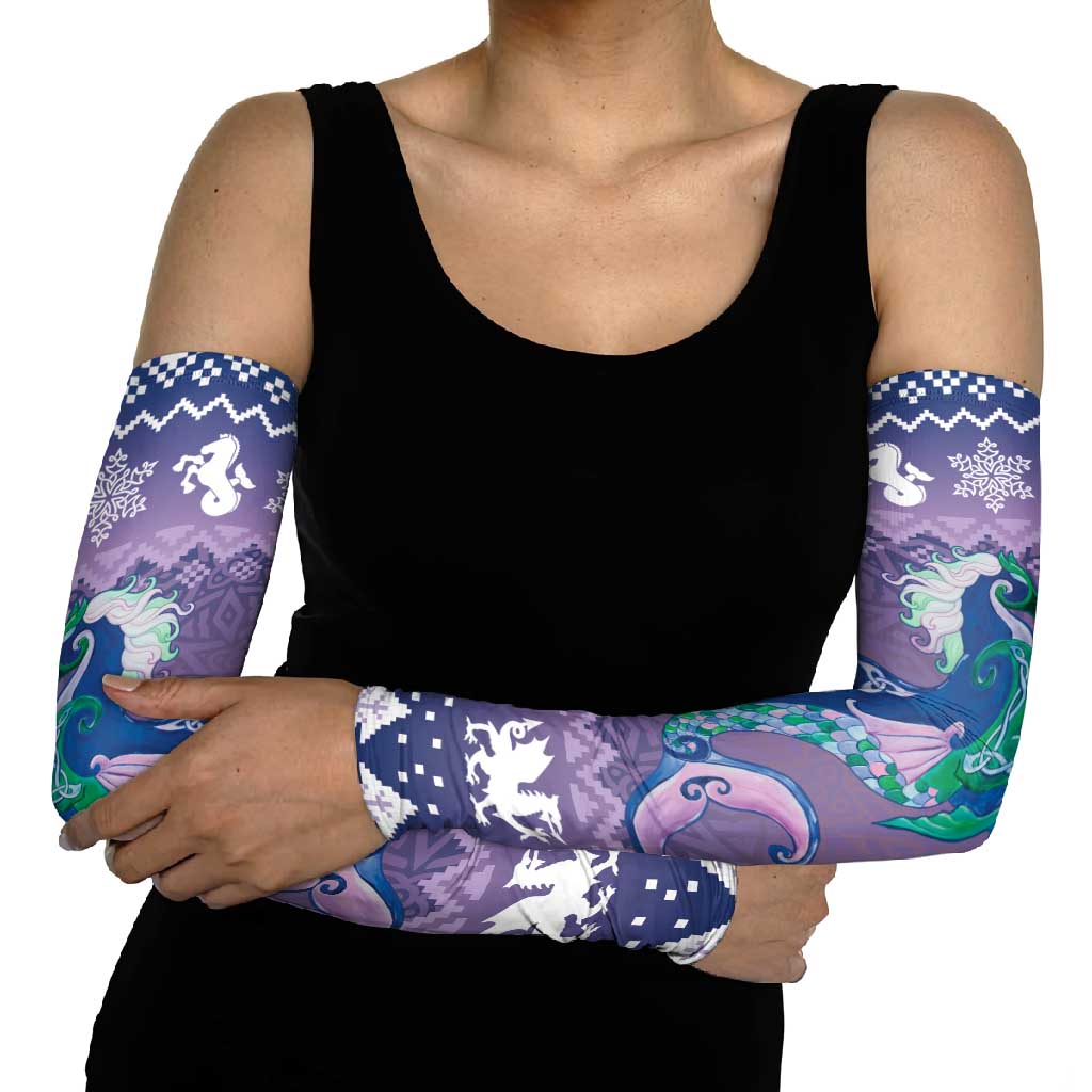 Carmarthenshire Wales Christmas Arm Sleeves Heraldic Sea-Horse Celtic Design - Wonder Print Shop