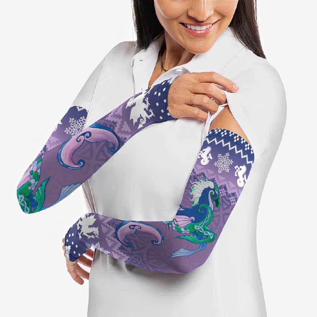 Carmarthenshire Wales Christmas Arm Sleeves Heraldic Sea-Horse Celtic Design - Wonder Print Shop